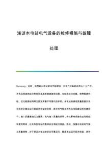 淺談水電站電氣設(shè)備的檢修措施與故障處理