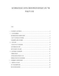 家用測(cè)試設(shè)備行業(yè)售后服務(wù)增值體系構(gòu)建與客戶黏性提升方案