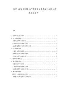 2025-2030中國電動汽車充電樁電纜接口標(biāo)準(zhǔn)與技術(shù)規(guī)范報告