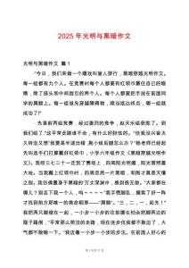 2025年光明與黑暗作文