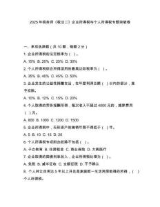 2025年稅務(wù)師《稅法二》企業(yè)所得稅與個(gè)人所得稅專題突破卷