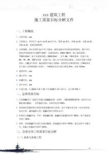 建筑工程施工質(zhì)量目標(biāo)分解文件
