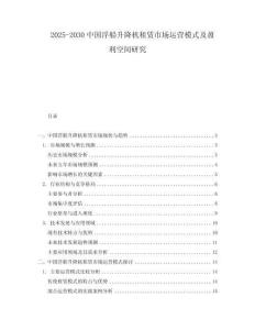 2025-2030中國浮船升降機(jī)租賃市場運(yùn)營模式及盈利空間研究
