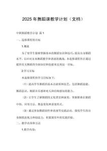 2025年舞蹈課教學計劃