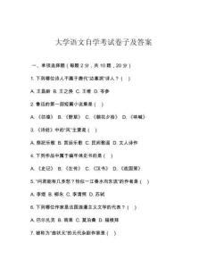 大學(xué)語文自學(xué)考試卷子及答案