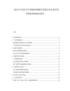 2025至2030年中國(guó)服務(wù)器操作系統(tǒng)行業(yè)全景評(píng)估及投資規(guī)劃建議報(bào)告