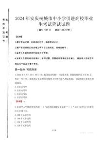 2024年安慶桐城市中小學引進高校畢業(yè)生真題