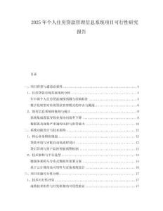 2025年個(gè)人住房貸款管理信息系統(tǒng)項(xiàng)目可行性研究報(bào)告