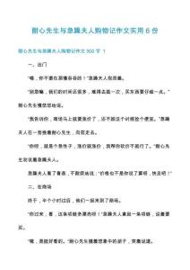 耐心先生與急躁夫人購物記作文實(shí)用6份