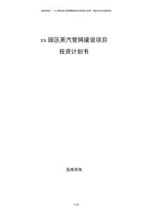 xx園區(qū)蒸汽管網(wǎng)建設(shè)項目投資計劃書
