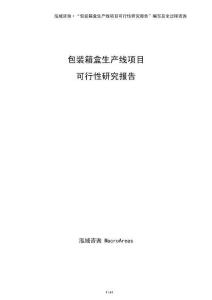 包裝箱盒生產線項目可行性研究報告（模板）