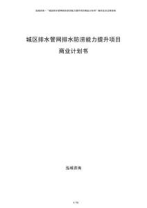 城區排水管網排水防澇能力提升項目商業計劃書