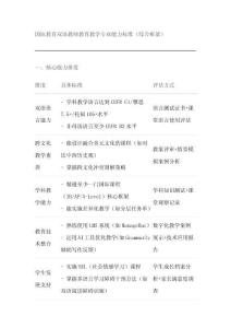 國際教育雙語教師教育教學專業能力標準