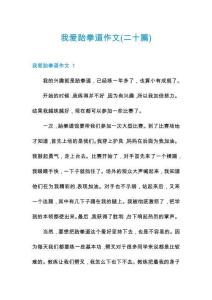 我愛跆拳道作文(二十篇)