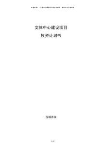 文體中心建設(shè)項(xiàng)目投資計(jì)劃書(shū)