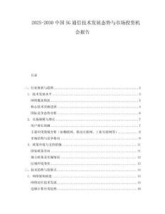 2025-2030中國5G通信技術(shù)發(fā)展態(tài)勢與市場投資機(jī)會報(bào)告