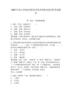 2025年嵩山少林武術(shù)職業(yè)學(xué)院單招職業(yè)適應(yīng)性考試題庫及答案詳解【新】