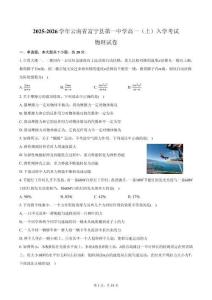 2025-2026學年云南省文山壯族苗族自治州富寧縣第一中學高一（上）入學考試物理試卷（含解析）