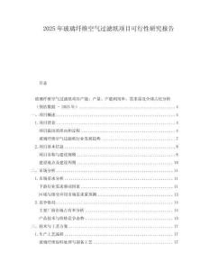 2025年玻璃纖維空氣過濾紙項目可行性研究報告