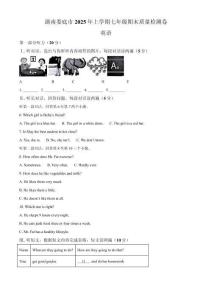 湖南省婁底市新化縣2024-2025學年七年級下學期7月期末英語試題（含筆試答案，無聽力）