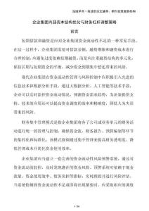 企業(yè)集團(tuán)內(nèi)部資本結(jié)構(gòu)優(yōu)化與財(cái)務(wù)杠桿調(diào)整策略