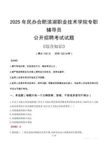 2025年民辦合肥濱湖職業(yè)技術(shù)學(xué)院輔導(dǎo)員考試真題