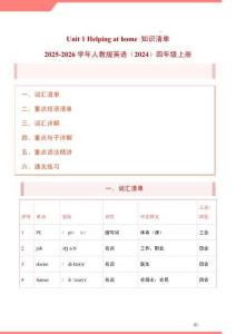 Unit+1+Helping+at+home（講義）-2025-2026學(xué)年人教PEP版（2024）英語(yǔ)四年級(jí)上冊(cè)+