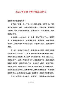 2025年堅持不懈才能成功作文