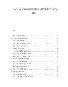 2025-2030廢鋼市場供需格局與投資價值評估研究報告