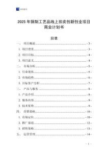 2025年銅制工藝品線上拍賣創(chuàng)新創(chuàng)業(yè)項目商業(yè)計劃書