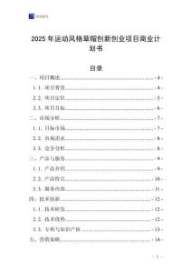 2025年運動風格草帽創新創業項目商業計劃書