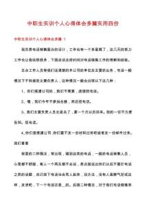 中職生實(shí)訓(xùn)個(gè)人心得體會(huì)多篇實(shí)用四份