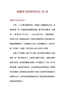 我愛(ài)學(xué)習(xí)的同學(xué)作文份