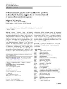 Metabolomic and genetic analyses of  X avonol synthesis