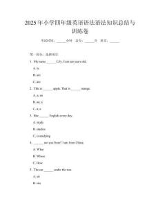 2025年小學四年級英語語法語法知識總結與訓練卷