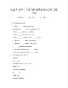 2025年小學(xué)二年級(jí)英語語法語法知識(shí)應(yīng)用測(cè)試卷