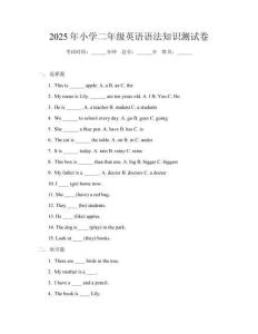 2025年小學(xué)二年級(jí)英語語法知識(shí)測(cè)試卷