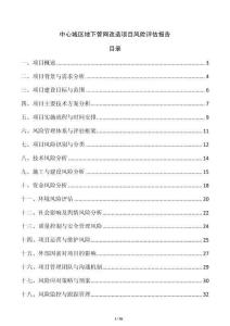 中心城區(qū)地下管網(wǎng)改造項目風險評估報告