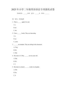 2025年小學(xué)二年級(jí)英語(yǔ)語(yǔ)法專項(xiàng)強(qiáng)化試卷