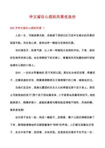 作文留在心底的風景優(yōu)選份