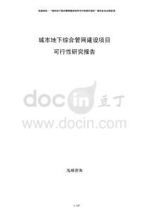 城市地下綜合管網(wǎng)建設(shè)項目可行性研究報告