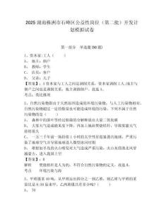 2025湖南株洲市石峰區(qū)公益性崗位（第二批）開發(fā)計(jì)劃模擬試卷精選答案詳解