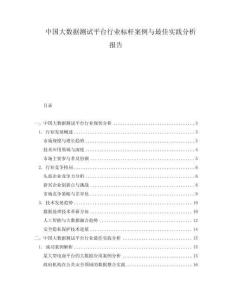中國大數(shù)據(jù)測試平臺行業(yè)標(biāo)桿案例與最佳實踐分析報告
