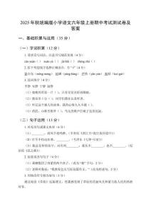 2025年秋統(tǒng)編版小學(xué)語文六年級(jí)上冊(cè)期中考試測(cè)試卷及答案