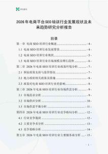 2026年電商平臺SEO培訓行業發展現狀及未來趨勢研究分析報告