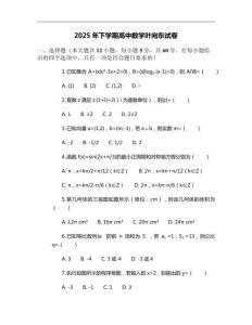 2025年下學期高中數(shù)學葉向東試卷