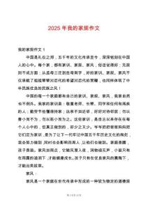 2025年我的家規作文