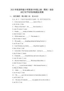 2025年秋清華版小學(xué)英語六年級(jí)上冊(cè)（期末）綜合詞匯句子專項(xiàng)訓(xùn)練題及答案