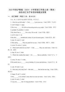 2025年秋滬教版（2024）小學(xué)英語(yǔ)三年級(jí)上冊(cè)（期末）綜合詞匯句子專項(xiàng)訓(xùn)練題及答案