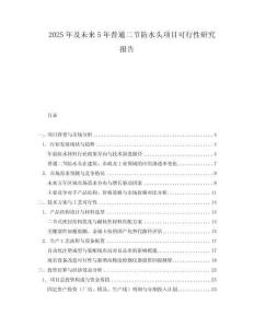 2025年及未來5年普通二節(jié)防水頭項目可行性研究報告